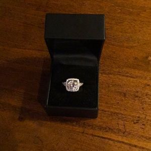3.32 TWC CZ Halo 10k White Gold Ring